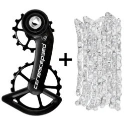 CeramicSpeed Coated OSPW Derailleur Pulley System & UFO Factory Optimized Chain For SRAM Red / Force AXS - Black