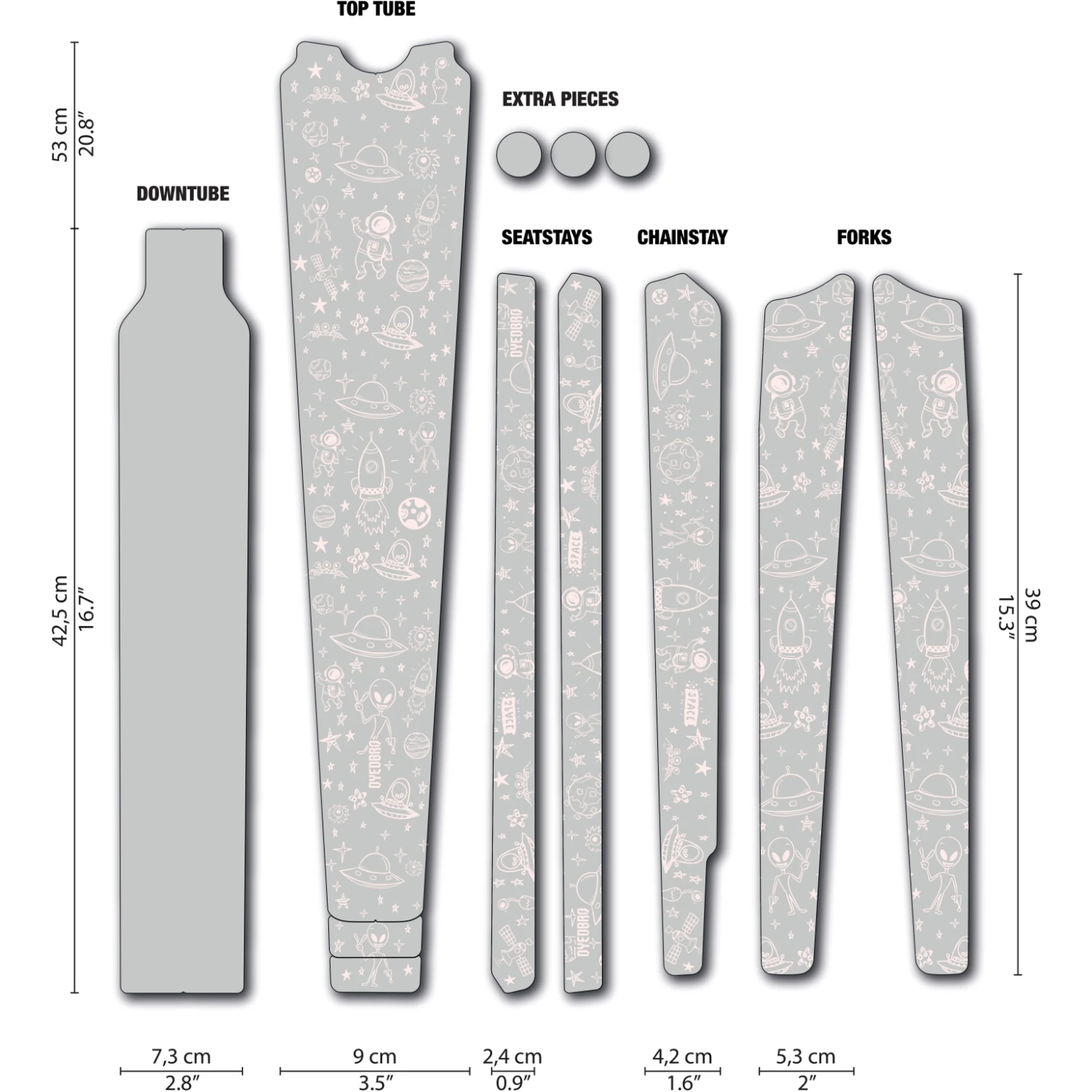 DYEDBRO Gravel Frame Protection Kit SPACE TRIP - White Matte